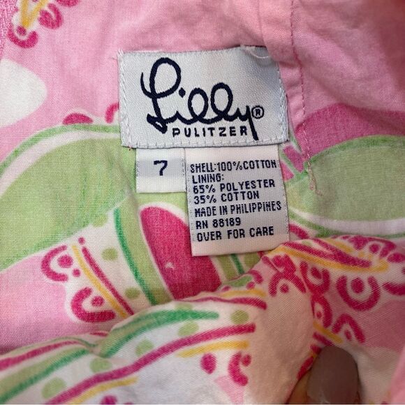 Lilly Pulitzer White Tag “Cheery O” Print‎ Girls Skort Size 7 Pink and Green - Picture 6 of 7